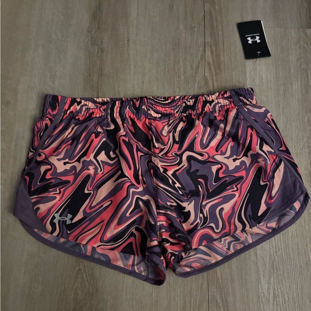 Under Armour girls Swirl Pattern Athletic Shorts - Pink and Purple